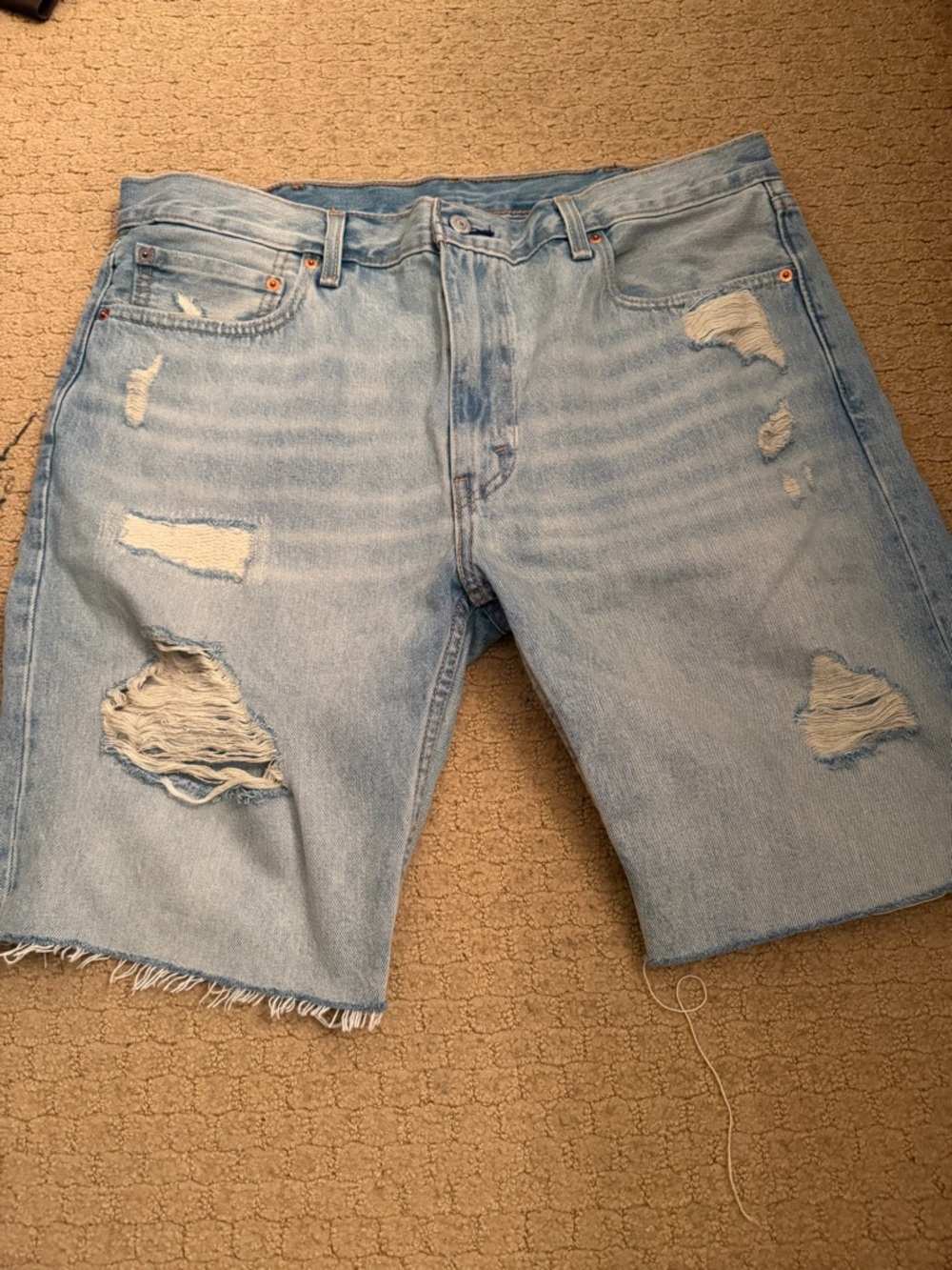 Levi's Light Blue Ripped Denim Shorts